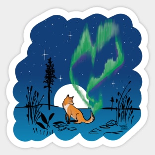 Fox fires in the sky in Lapland Sticker